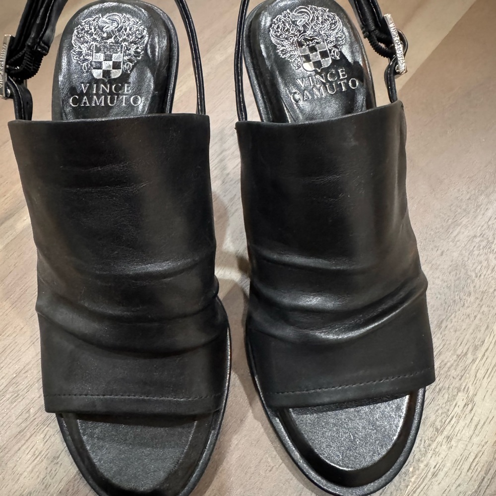 Vince Camuto Black Leather Mules
